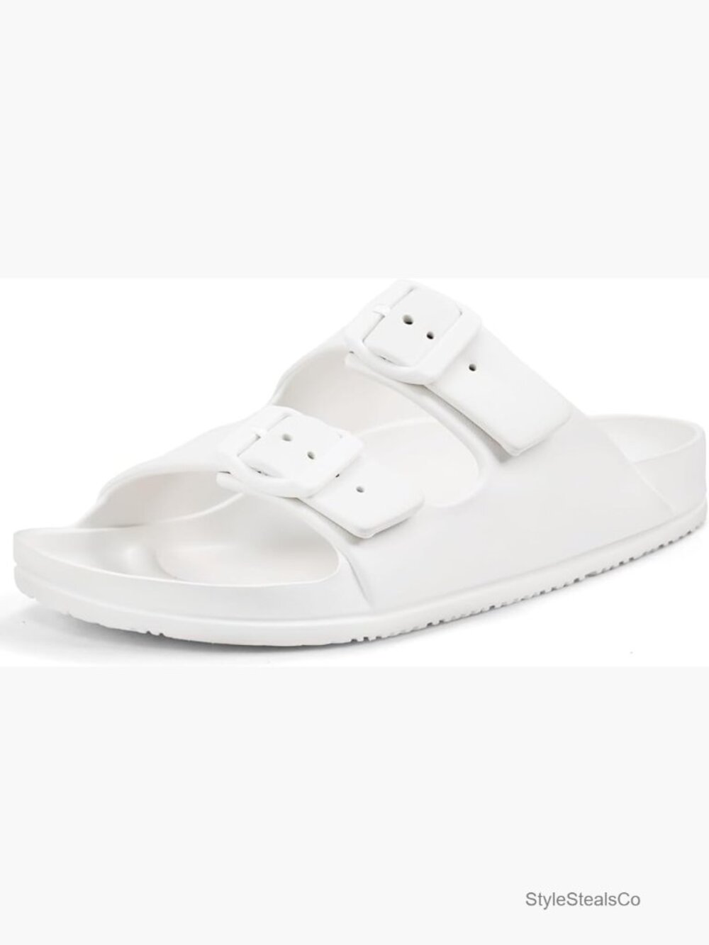 Wide Width Slide Sandals with Arch Support - Adjustable Double Buckle